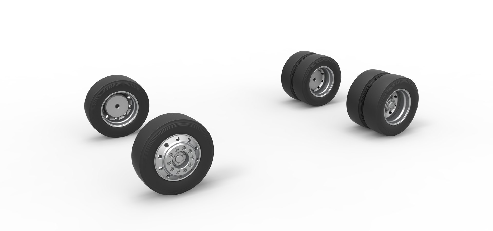 3D Wheel Set Of Big Rig Racing Semi Truck Scale 1 To 25 - TurboSquid ...