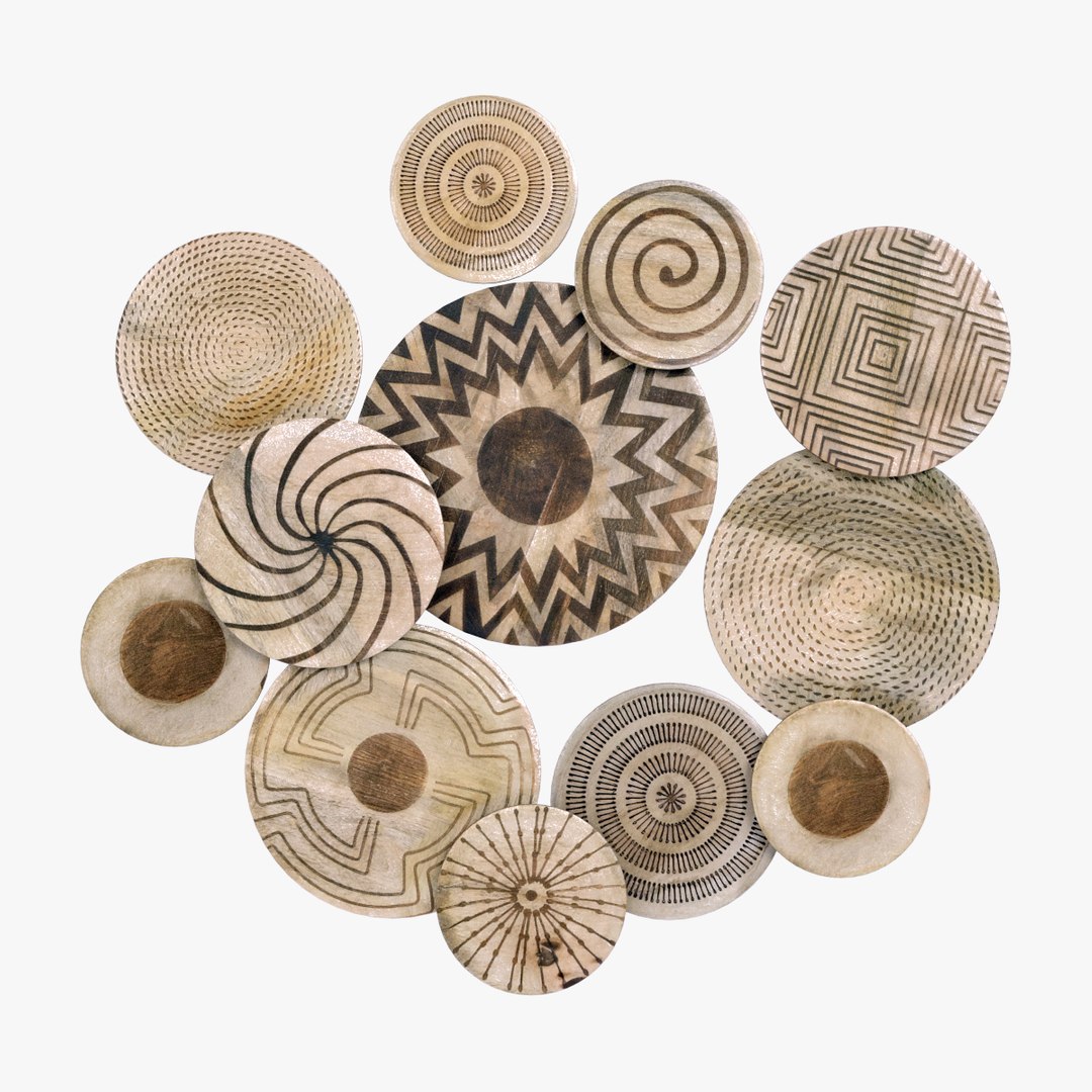 3D model Wall Decor Wooden Plates TurboSquid 2098837