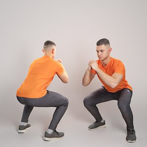 3D Man doing squats 346