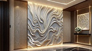 modern panel wall decor set wall relief mural CNC 111 3D model