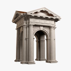 3D Arched portico in Doric mutulary column order gazebo
