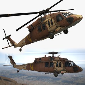 3D Sikorsky UH 60 Black Hawk Military Israel Utility Helicopter Rigged