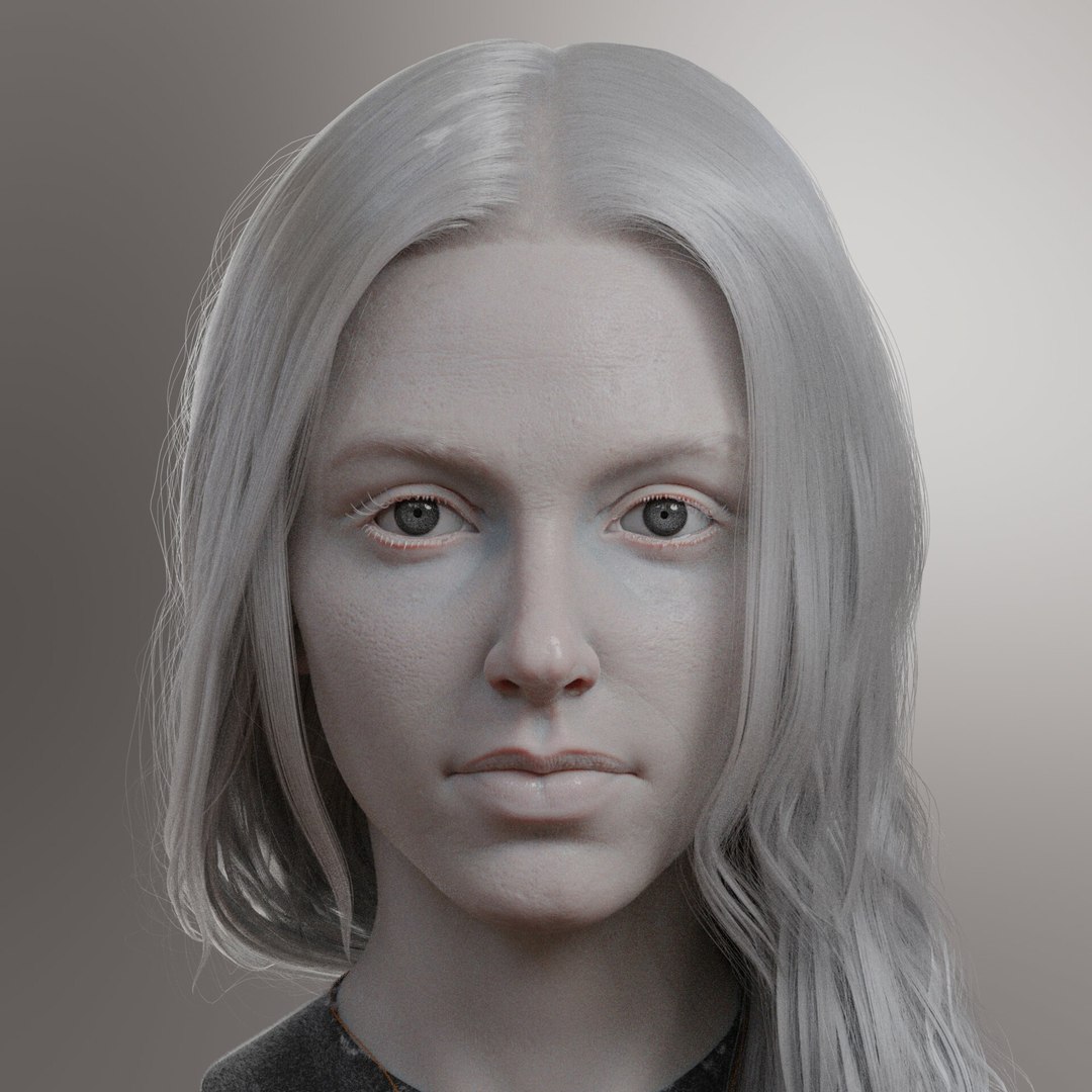 3D Realistic Female Head - Blender 2 9 Head Eyes Hair Model ...