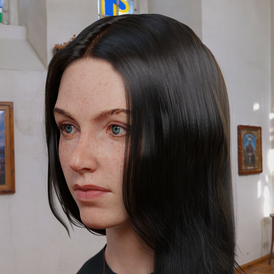 3D Realistic Female Head - Blender 2 9 Head Eyes Hair Model ...