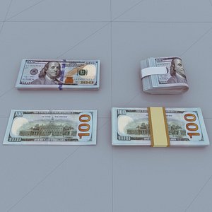 100 US Dollars Currency 3D model