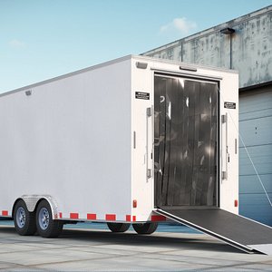 Emergency Mortuary Storage Trailer White with Interior Rigged for Maya