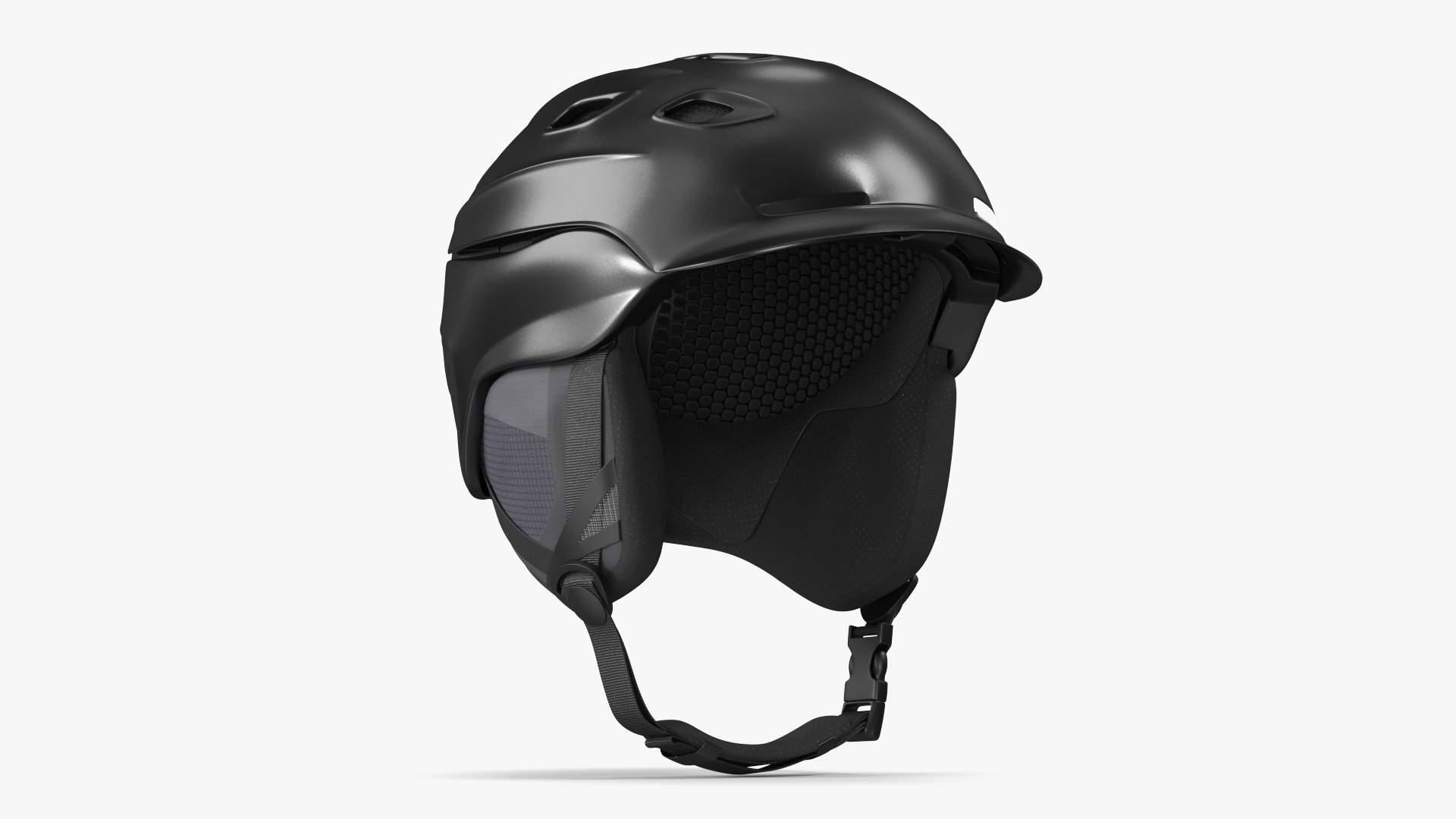 Mens Snow Helmet Matte Black 3D model preview