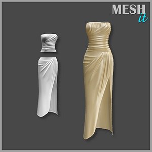 gown beige 3d 3ds