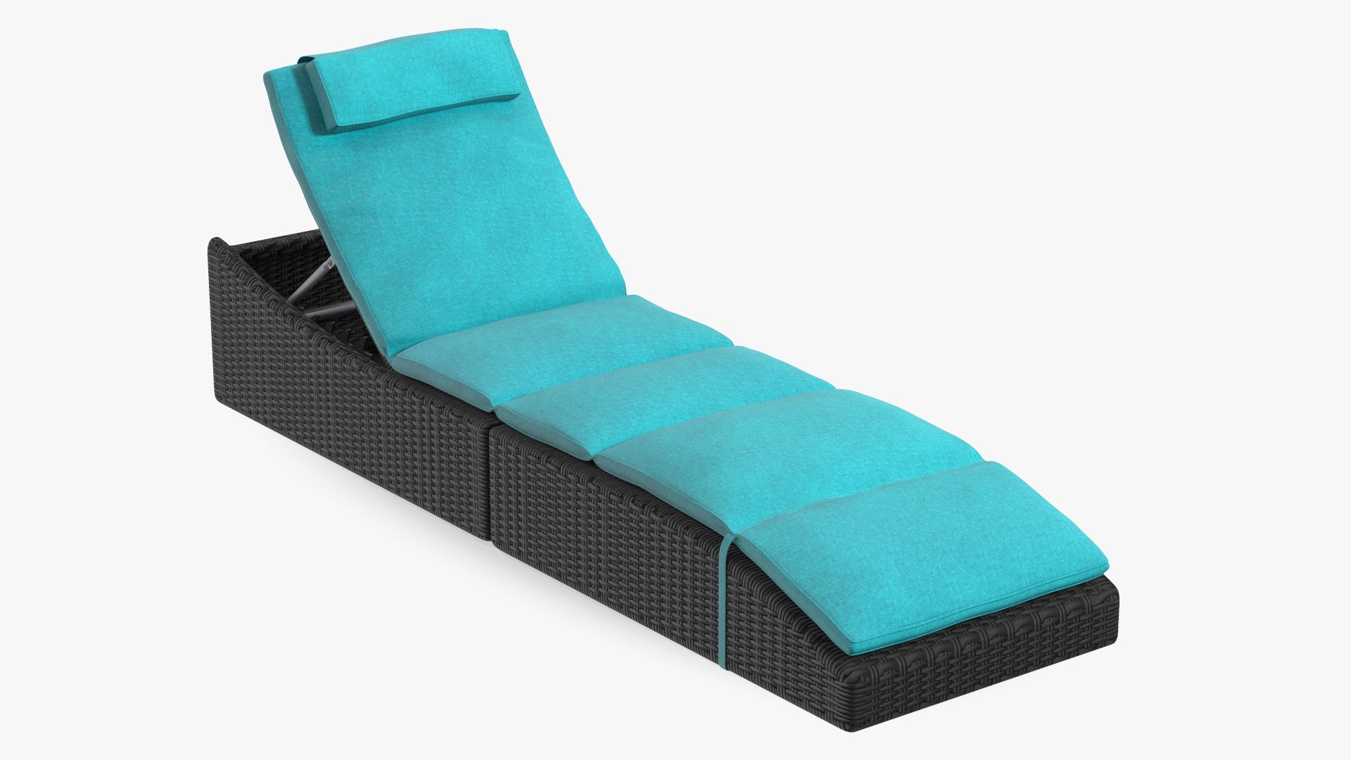 Folding Pool Lounge Wicker Chair Black Blue 3D model preview