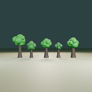 3D Stylized Low-Poly Forest Trees Pack - Game-Ready Archiviz Assets model
