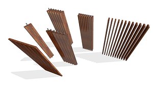 Wooden Column Decor Screens Room Divider 3D model