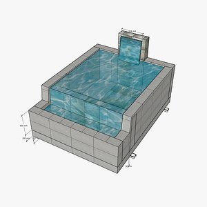 Concrete Demo Pool with overflow and stainless steel fountain