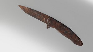 3D Rusted Folding Knife