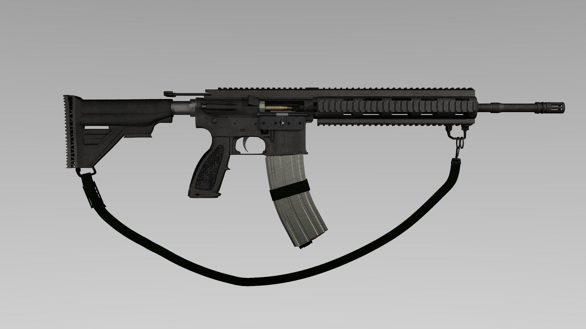 Gritty Assault Rifle 3d Model