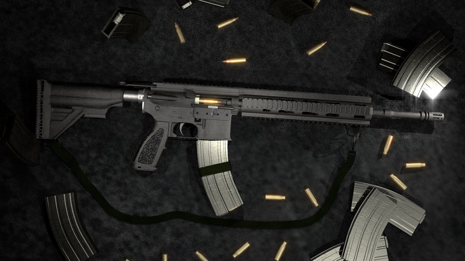 Gritty Assault Rifle 3d Model