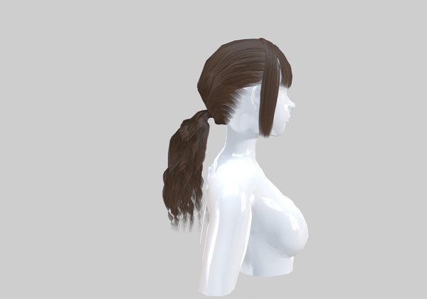 Ponytail Wavy Hair - 3D Model by nickianimations