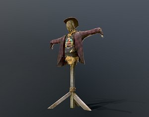 3D model Scarecrow on a wooden pole