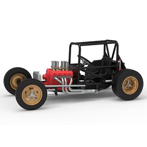 3D Vintage Dirt Supermodified stock car Base Version 2 Scale 1 to 25