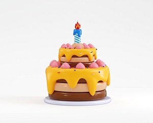 Birthday cake 3D model