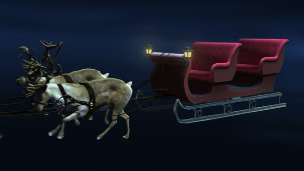 fred rigged reindeers sleigh 3d ma