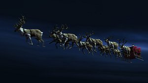 Santa Sleigh Santa Deers Cristmas RIGGED Reindeers Animated
