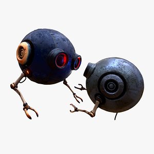 3D Two cute robot explorers