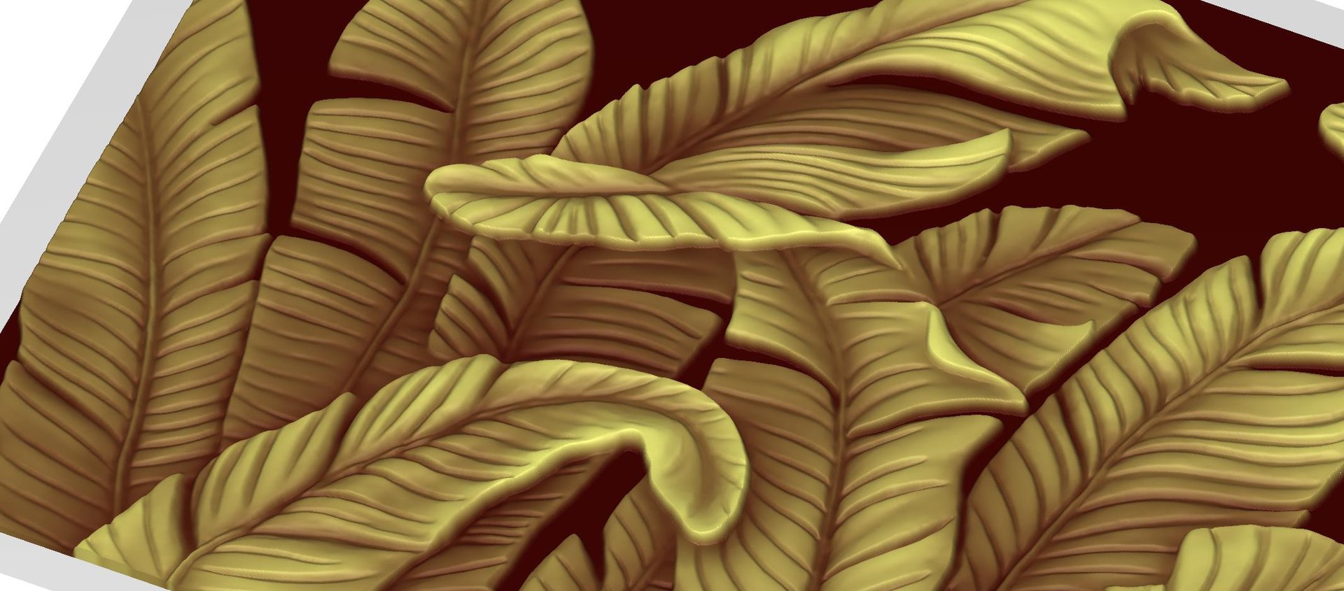3D Model Modern Tropical Banana Leaves Relief Wall Panel STL CNC 106 ...