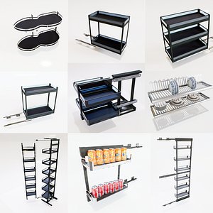 Modular Kitchen Cabinet Set  21 Products 3D model