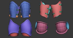 3D 20 Low poly medieval fantasy leg knee and feet armor base mesh IMM brush set for Zbrush  FBX and OB