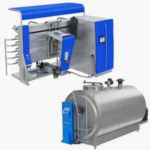Milking Automatic Robot and Cooler Tank 3D
