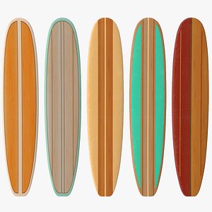 Wooden Longboard Surf 3D model