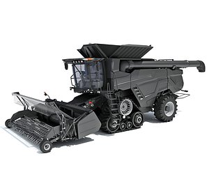 3D Black Combine Harvester V5 model