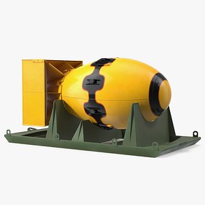 Atomic Bomb Fat Man Yellow with Shipping Pallet 3D model