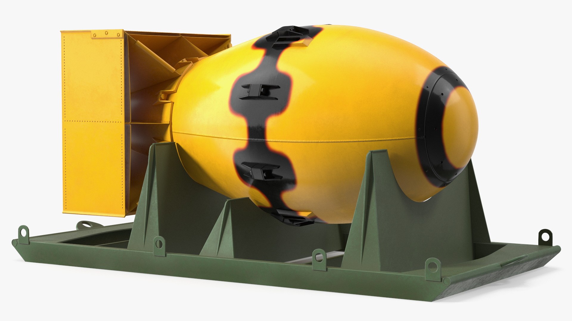 Atomic Bomb Fat Man Yellow with Shipping Pallet 3D model preview
