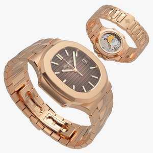 3D model Patek Philippe Nautilus 5711 Rose Gold Watch Brown