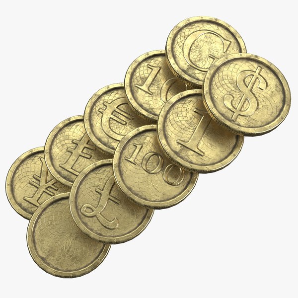 3D Old Gold Coin with 10 different 2K PBR textures and 3 color model