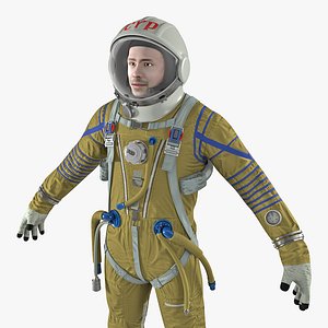 Astronaut Wearing Space Suit Strizh with SK-1 Helmet 3D Model
