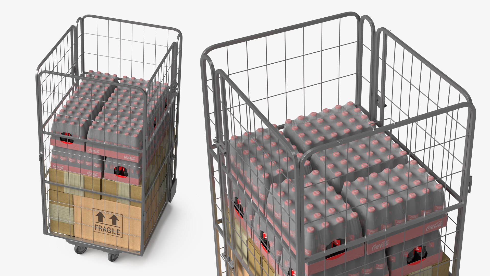 Industrial Mesh Cart With Bottle Load 3D - TurboSquid 2506669