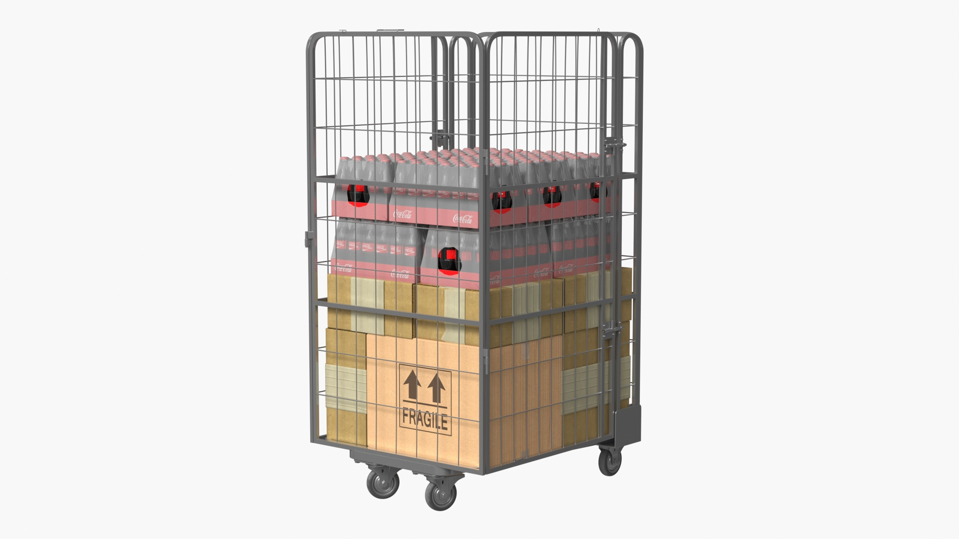 Industrial Mesh Cart With Bottle Load 3D - TurboSquid 2506669