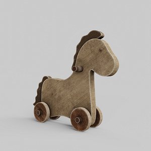 Rocking Wooden Horse Old Vintage Toy 3D model