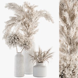 Bouquet - Dried Plant Set in vase 84 3D