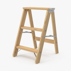 3d model wooden step stool