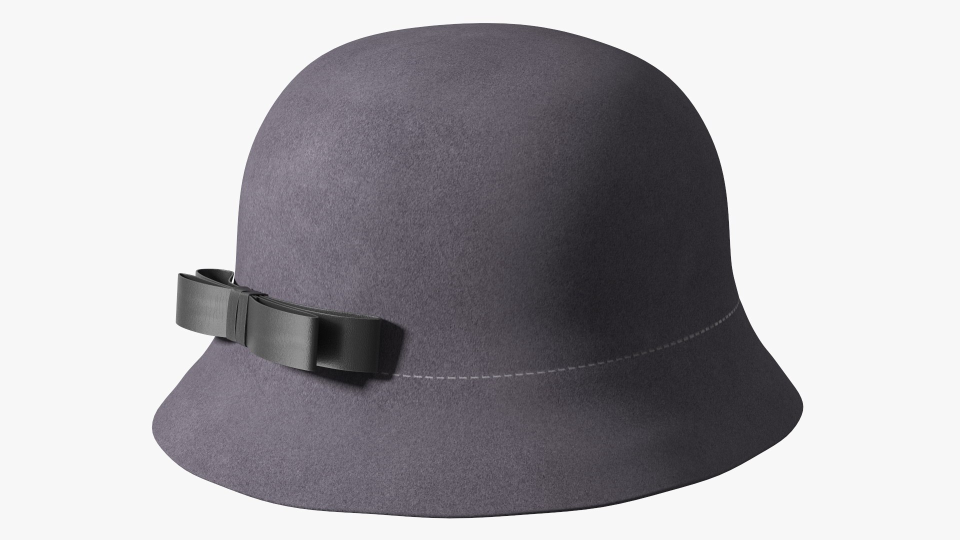 Womens Vintage Wool Cloche Grey Hat Crushable 3D model preview