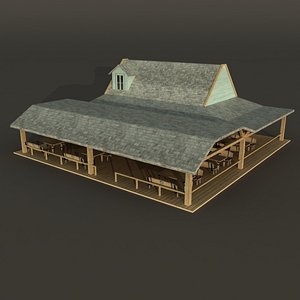 3d model of wood house bar