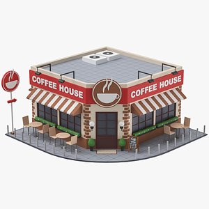 3D Low Poly Cartoon Coffee House model