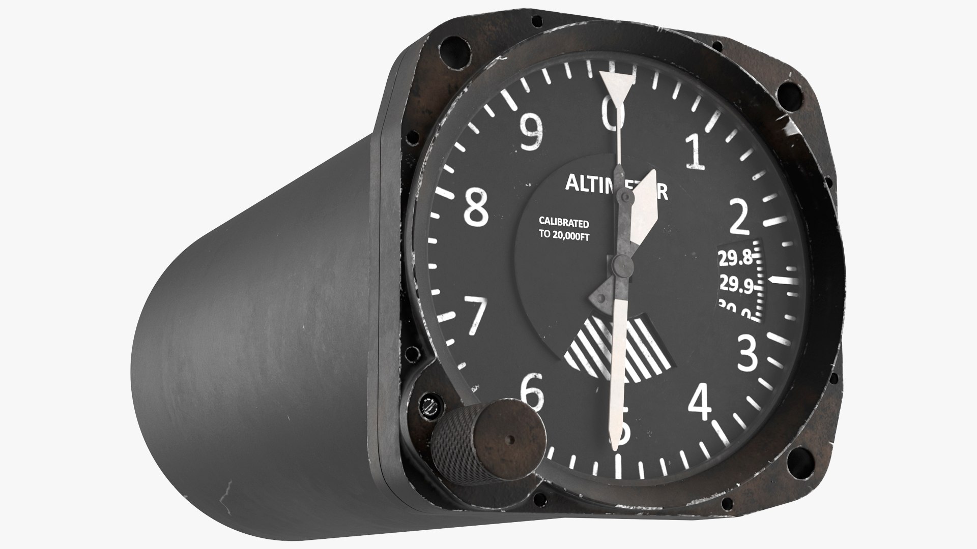 Altimeter Instrument Used Condition Black 3D model for industrial visualization, technical presentation, simulation, product rendering, and animation