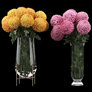 chrysanthemum flowers bouquet 3D model