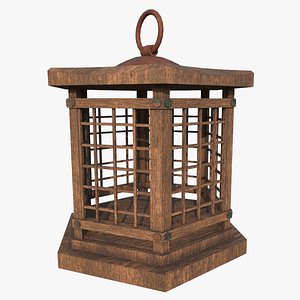 japanese lantern wood 3d model