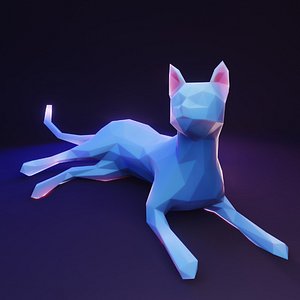 Cat Lies Low Poly