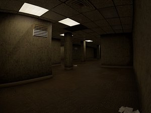 Realistic Backrooms Office Game Environment 3D model